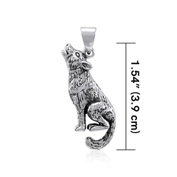 Howling Wolf Silver Pendant TPD4140 - Jewelry